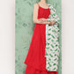 InWeave Women's Red Strappy Set W White Pink Lotus Cr Duptta - Swadesiicart
