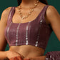 trueBrowns Mauve Cotton Silver Lurex Scoop Neck Sleeveless Blouse | Swadesiicart