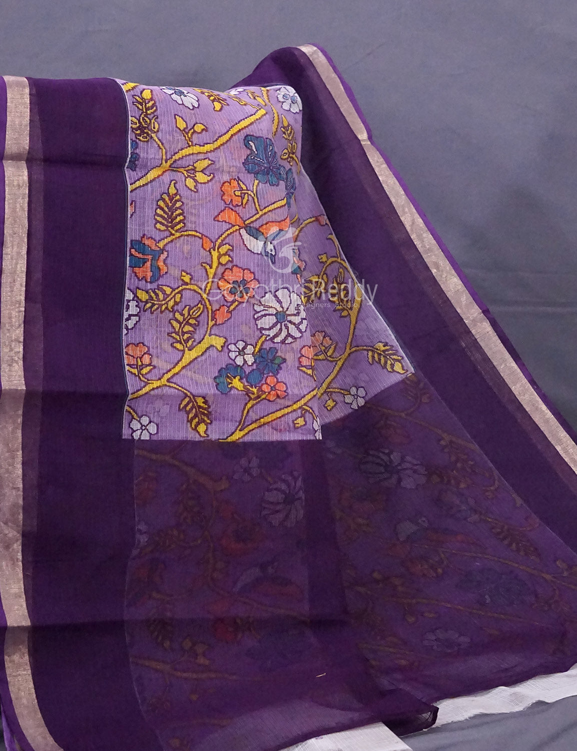 Lavendar & Blue Combo Bird Design Pure Kota Cotton Saree By Gayathri Reddy Designer Studio | Swadesiicart