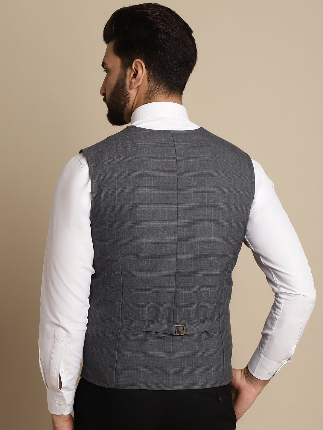 Even Apparels Men's Grey Waistcoat with welt pockets | Swadesiicart