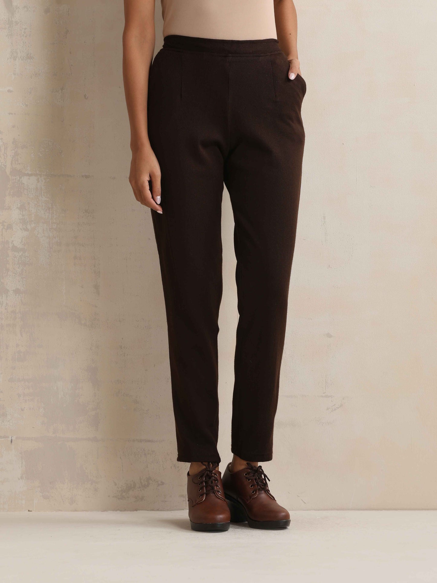 trueBrowns Brown Woollen Pants | Swadesiicart