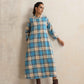 trueBrowns Beige Check Flared Winter Dress | Swadesiicart