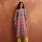 trueBrowns Pink Print High Slit Kurta Set | Swadesiicart