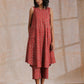 trueBrowns Rust Red Bagru Camel Print Cotton High-Low Co-Ord Set - Swadesiicart