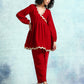 trueBrowns True Red Velvet Lace Co-Ord Set - Swadesiicart