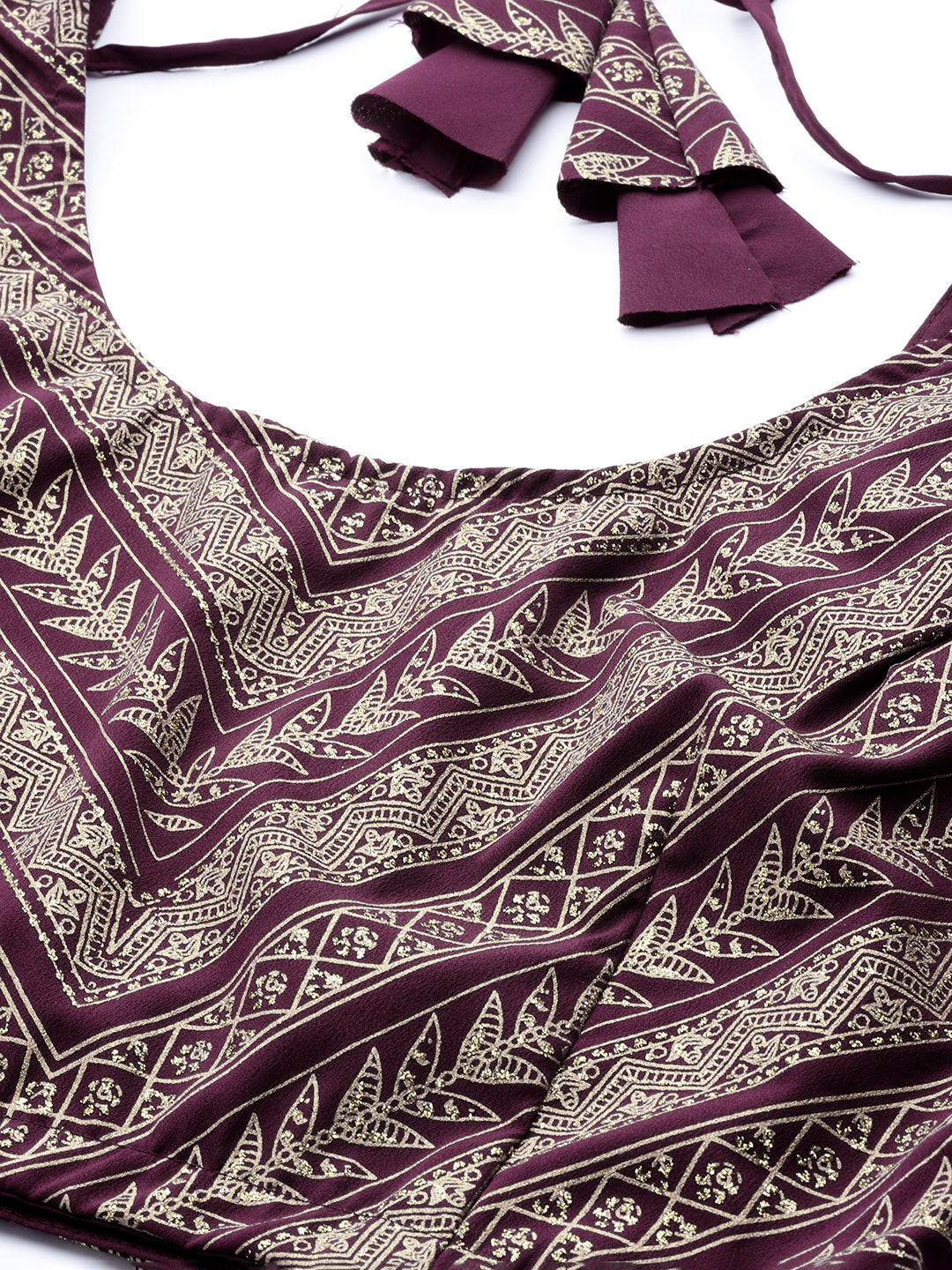 Indian Clothing Ahalyaa Purple & Gold-Toned Printed Sequinned Foil Print Ready to Wear Lehenga & Blouse With Dupatta | Swadesiicart