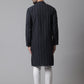 Even Apparels Black Pure Cotton Kurta With Band Collar | Swadesiicart