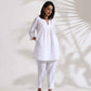 trueBrowns White Slub Co-ord Set - Swadesiicart