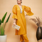InWeave Women's Mustard Organza Sleeve Kurta Set - Swadesiicart
