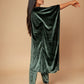 trueBrowns Olive Green Velvet Embroidered Kaftan Kurta Set | Swadesiicart