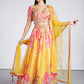 House of Panchhi Yellow Colour Organza Floral Design Digital Print Lehenga Choli & Dupatta | Swadesiicart