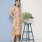 Ahalyaa Women Nude-Coloured Floral Printed Gotta Patti Kurta with Trousers & With Dupatta | Swadesiicart