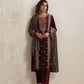 trueBrowns Maroon Velvet Embroidered Kurta Pant Dupatta Set | Swadesiicart