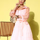 InWeave Women's Cream Strappy Kurta Set With Peach Organza Cape - Swadesiicart