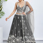 House of Panchhi Navy Blue Georgette Sequins, Mirror And Thread Embroidery Lehenga Choli & Dupatta | Swadesiicart