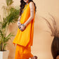 InWeave Women's Tangy Orange Short Kurta Palazzo Set - Swadesiicart