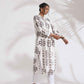 trueBrowns White Cotton Stripe Print Pleated Kurta Set | Swadesiicart