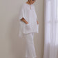 trueBrowns White Dobby Boxy Fit High Low Co-Ord Set - Swadesiicart
