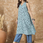InWeave Mint Blue V Neck Aline Kurta Set - Swadesiicart