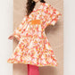 Ahalyaa Women Floral Printed Flared Sleeves Gotta Patti Crepe Kaftan Kurta | Swadesiicart