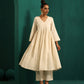 trueBrowns Ivory Tonal Cotton Anarkali Kurta Pant Set | Swadesiicart