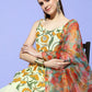 InWeave Women's Off White Yellow Floral Print Tie Up Kurta Sharara Set With Dupatta - Swadesiicart