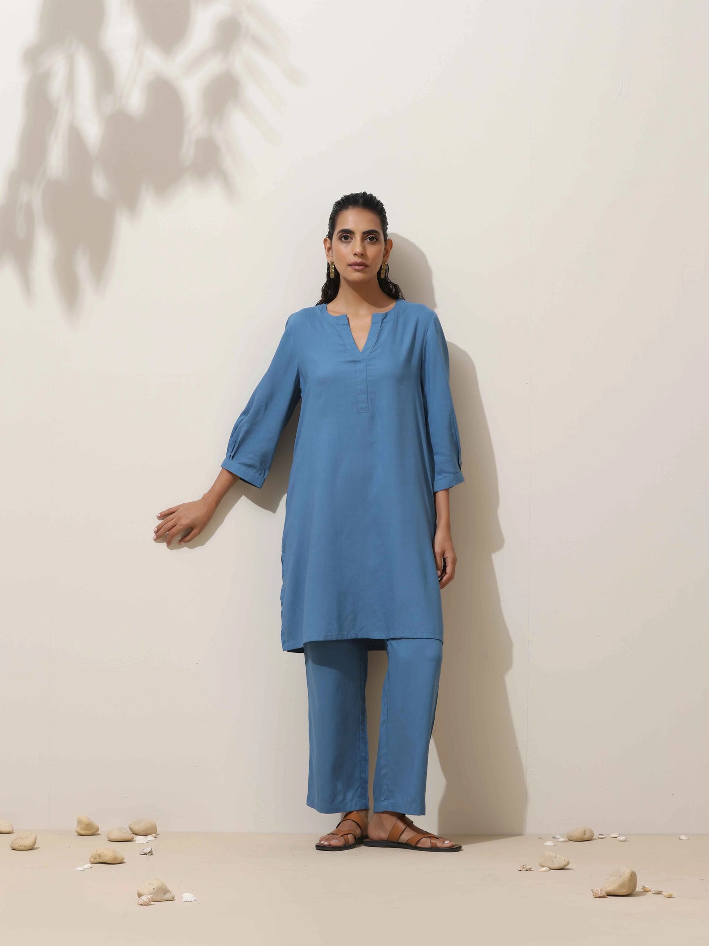 trueBrowns Blue Viscose Co-ord Set - Swadesiicart
