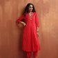 trueBrowns Red Print A-line Kurta Set | Swadesiicart