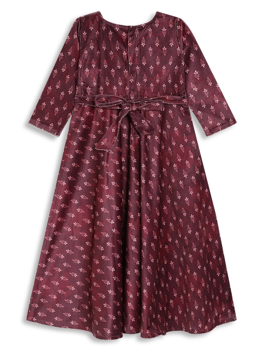 Ahalyaa Girls Printed A-Line Maxi Ethnic Dresses | Swadesiicart