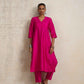 trueBrowns Pink Silk High Slit Kurta Set | Swadesiicart