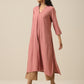 trueBrowns Light Mauve Slub Texture Neck Pleat Kurta Pant Set | Swadesiicart