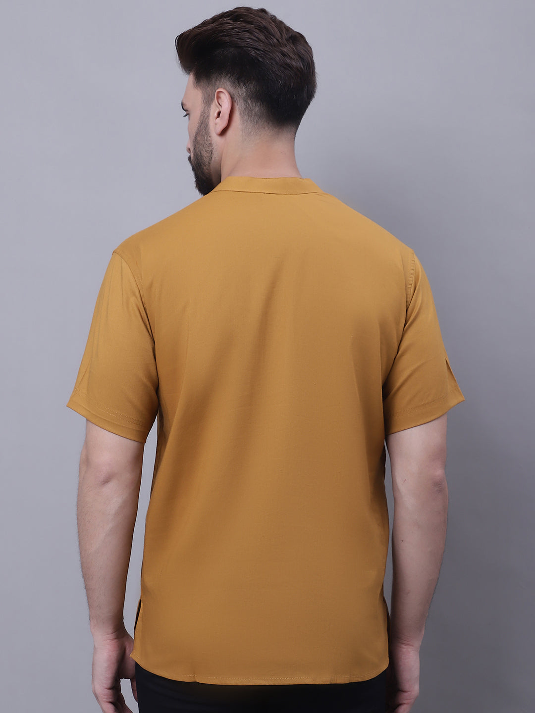 Even Apparels Brown Pure Cotton Short Kurta With Band Collar | Swadesiicart