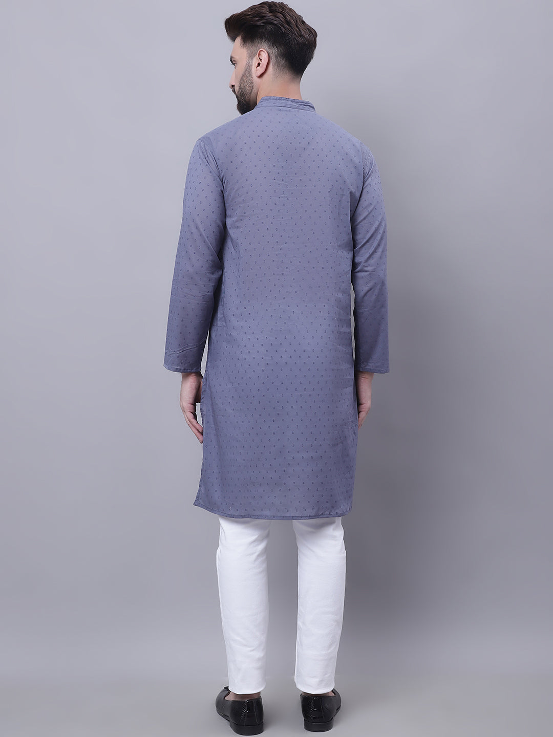Even Apparels Grey Pure Cotton Kurta With Band Collar | Swadesiicart