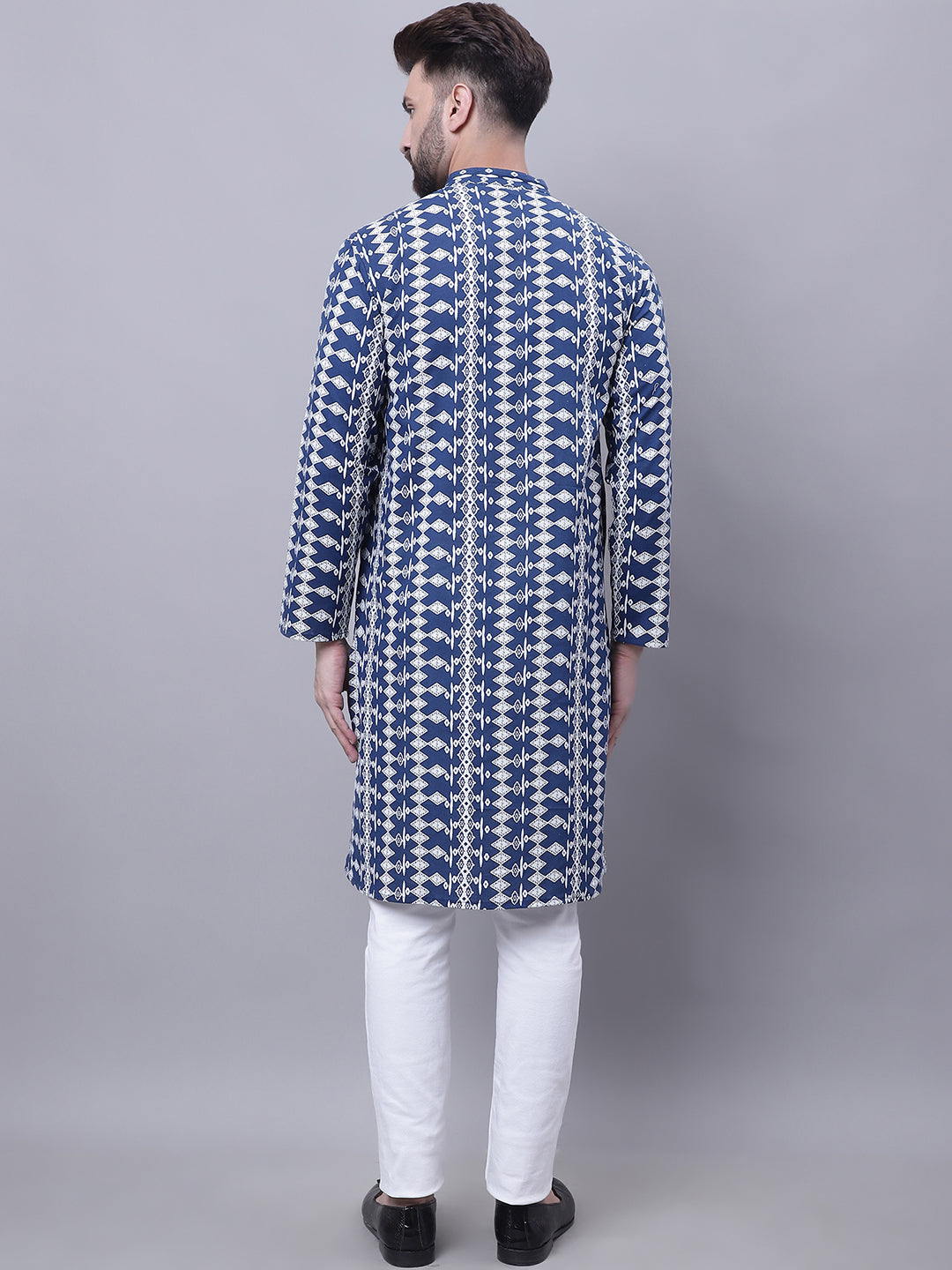 Even Apparels Blue Pure Cotton Kurta With Band Collar | Swadesiicart