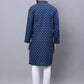 Even Apparels Blue Pure Cotton Kurta With Band Collar | Swadesiicart