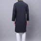 Even Apparels Black Pure Cotton Kurta With Band Collar | Swadesiicart
