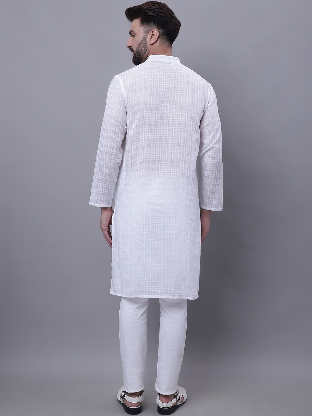 Even Apparels White Pure Cotton Kurta With Band Collar | Swadesiicart