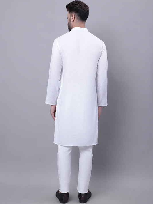 Even Apparels White Pure Cotton Kurta With Band Collar | Swadesiicart