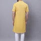 Even Apparels Yellow Pure Cotton Short Sleeves Kurta With Band Collar | Swadesiicart