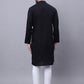 Even Apparels Black Pure Cotton Kurta With Band Collar | Swadesiicart