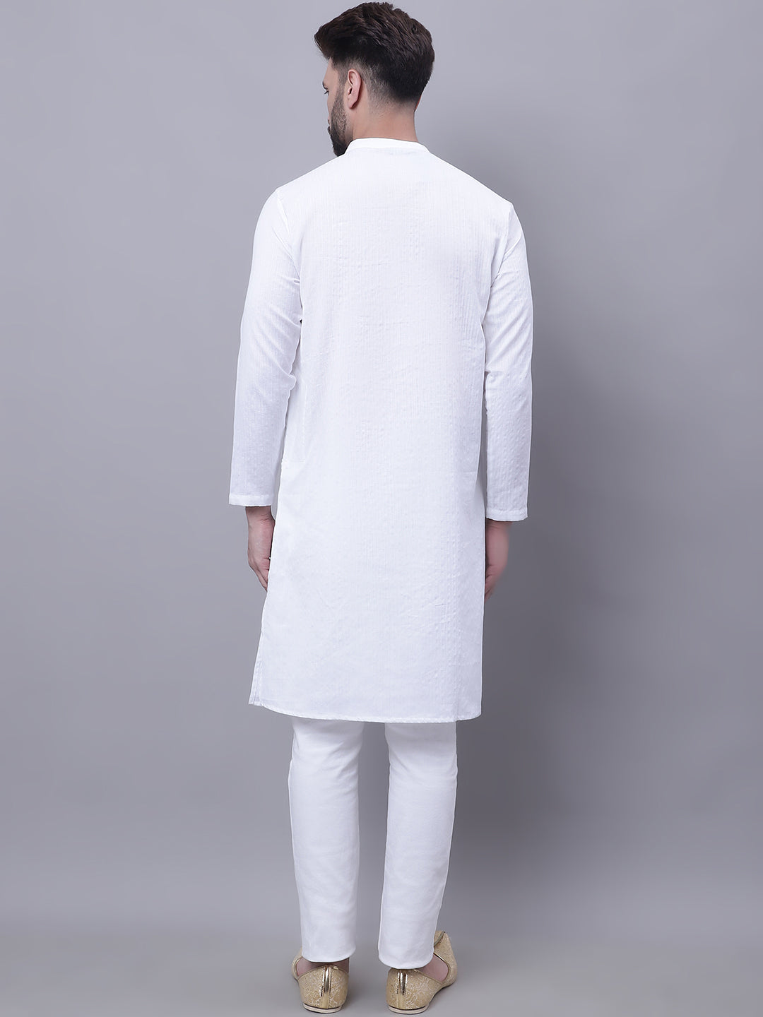 Even Apparels White Sherwani Kurta With Asymetrical Cut | Swadesiicart