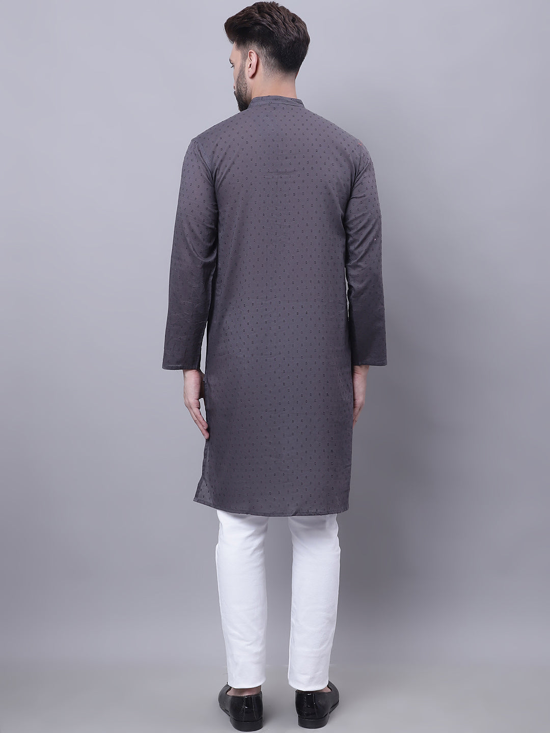 Even Apparels Grey Pure Cotton Kurta With Band Collar | Swadesiicart