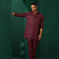 trueBrowns Men's Wine Diamond Viscose Silk Co-ord Set - Swadesiicart