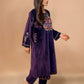 trueBrowns Wine Velvet Embroidered Kurta Set | Swadesiicart