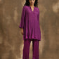 trueBrowns Purple Bandhani Printed Silk Co-Ord Set - Swadesiicart