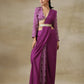 trueBrowns Purple Bandhani Printed Silk Ready to Wear Saree with Belt | Swadesiicart