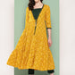 InWeave Women's Green Top Bottom W Mustard Bandhej Long Shrug Set - Swadesiicart
