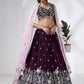 House of Panchhi Teal Pure Georgette Sequins And Thread Embroidery Lehenga Choli & Dupatta | Swadesiicart