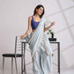 trueBrowns Grey Muslin Silk Saree | Swadesiicart