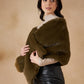 InWeave Women's Mehandi Green Long Faux Fur Cape - Swadesiicart